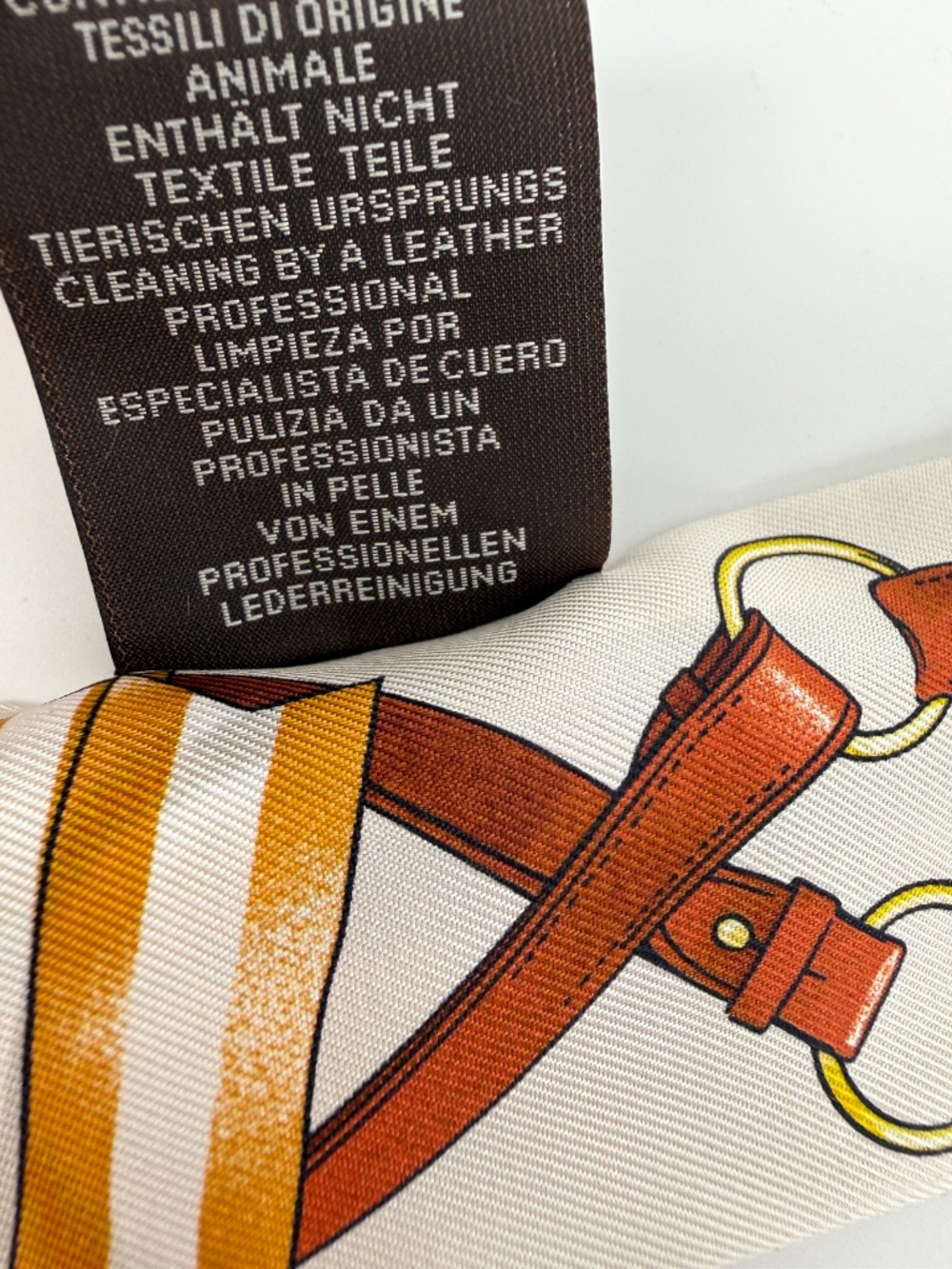 Sold Hermes Jumping Creme Alezan Anthracite Silk Calfskin Leather Fringe Scarf - Picture 8 of 12